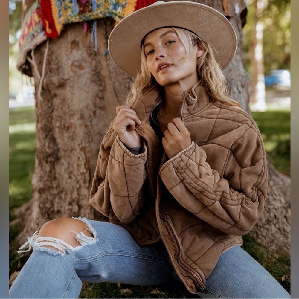 Quilted Tan Jacket for Women